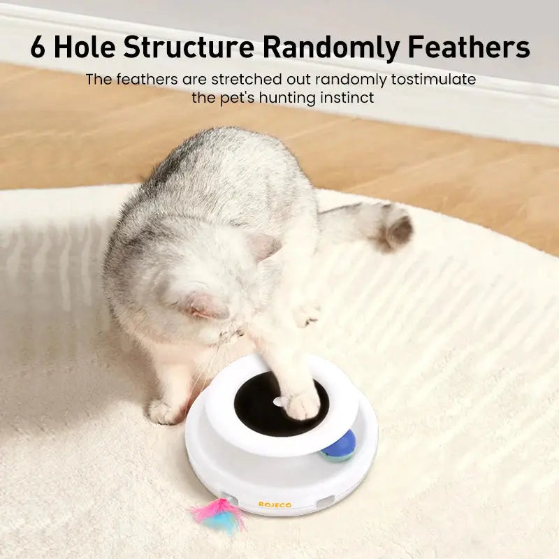 ROJECO 2 in 1 Smart Cat Toys Automatic Feather Fun Ball Toy Set For Cat Dog 5 Modes Electronic Interactive Pet Toy Accessories - Nova Trendz