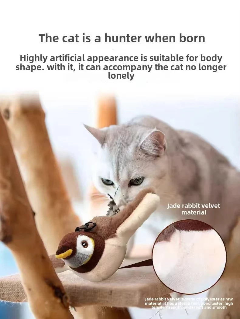 Interactive Flying Bird Cat Toy (with Catnip) Toy Flapping Bird Cat Toy Flying Interactive Flapping Chirping Bird Cat Toy