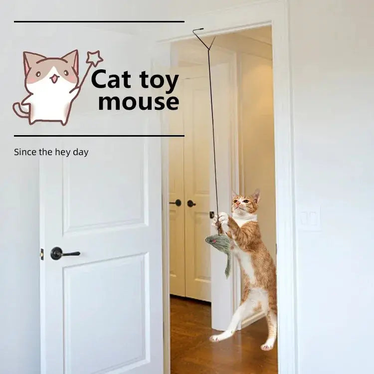 Simulation Mouse Cats Toy Funny Self-hey Hanging Door Retractable Cats Stick Scratch Rope Mouse Cat Interactive Toy Cat Supplies - Nova Trendz