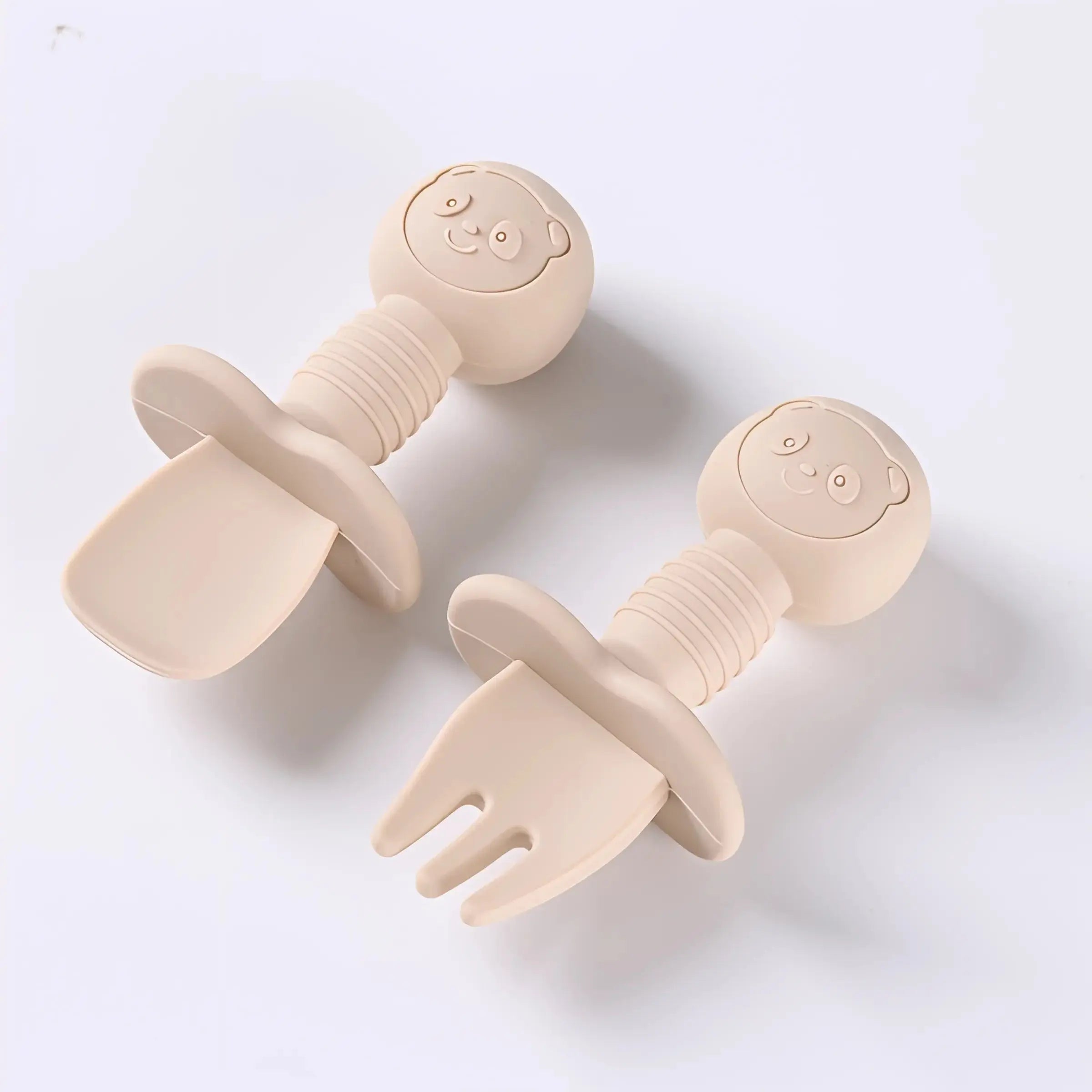 2pcs Food Grade Children Wooden Handle Silicone Spoon Fork Cutlery Baby Training Complementary Food Spoon BabyFeeding Spoon Fork Nova Trendz