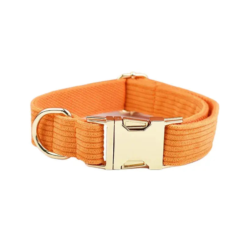 Orange Corduroy Dog Collar And Leash Set For Dogs Custom Engraved Nameplate Pet Supplies Dog Leash Corduroy11 Nova Trendz