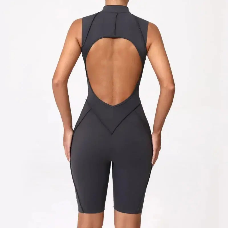 New Seamless Yoga Jumpsuits Sports Fitness Hip-lifting Backless Skinny Zipper One-Piece Workout Clothing Gym Bodysuit for Women - Nova Trendz