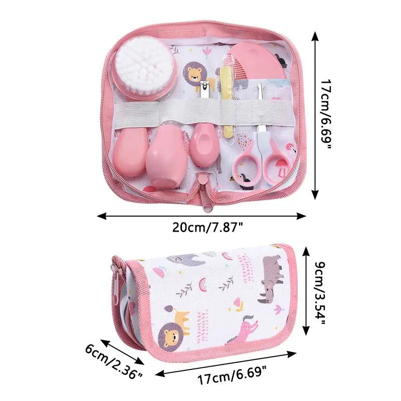 6Pcs/set Newborn Baby Care Kit Cleaning Supplies Head Comb Brush Scissors Nasal Aspirator Nail Clipper Sharpener Tool Package Nova Trendz