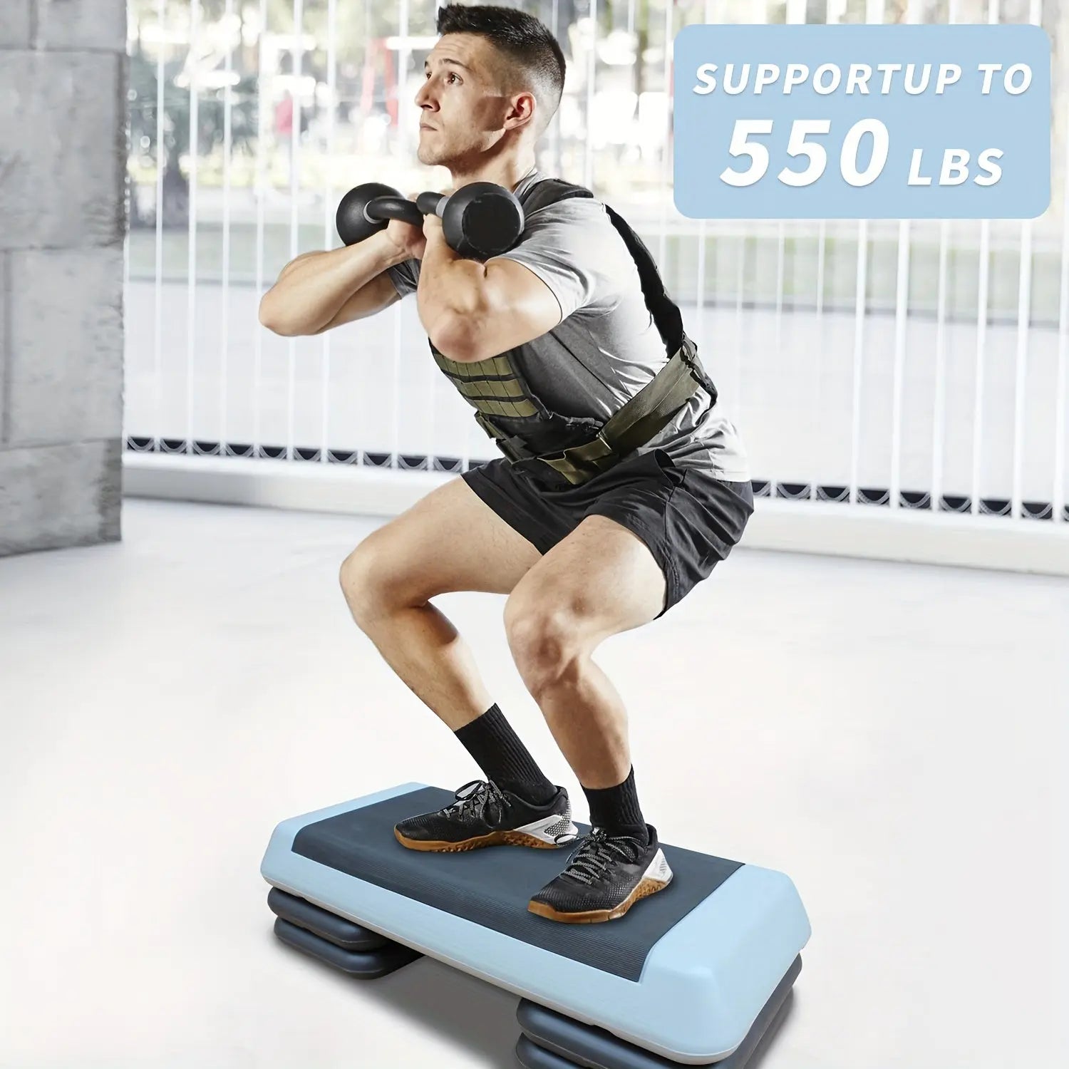 Adjustable Workout Aerobic Stepper in Fitness & Exercise Step Platform Trainer Red Black with 2/4 Risers Nova Trendz