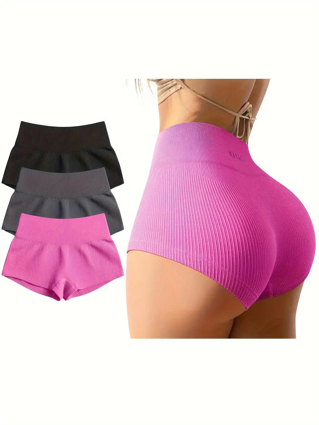 OQQ Women 3 Piece Yoga Shorts Sexy High Waist Booty Stretch Workout Exercise Hot Shorts Nova Trendz