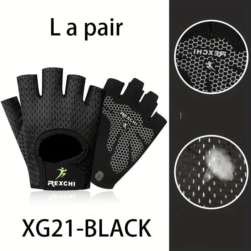 1 Pair of Premium Half Finger Fitness Gloves - Non-Slip, Breathable, and Protective for Weight Lifting, Gym, Dumbbell Exercise, Sports, and Cycling Nova Trendz