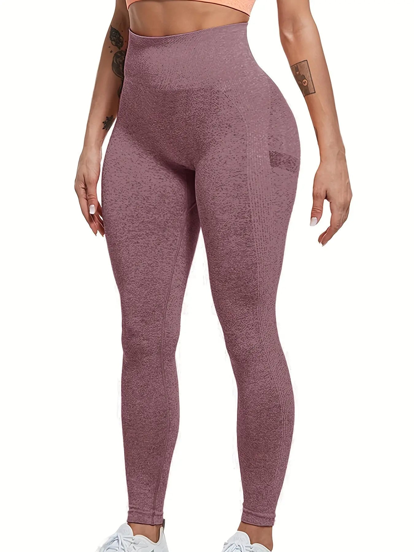 Seamless High Waist Stretchy Sports Tight Pants, Solid Slimming Yoga Fitness Workout Gym Exercise Leggings, Women's Activewear Nova Trendz