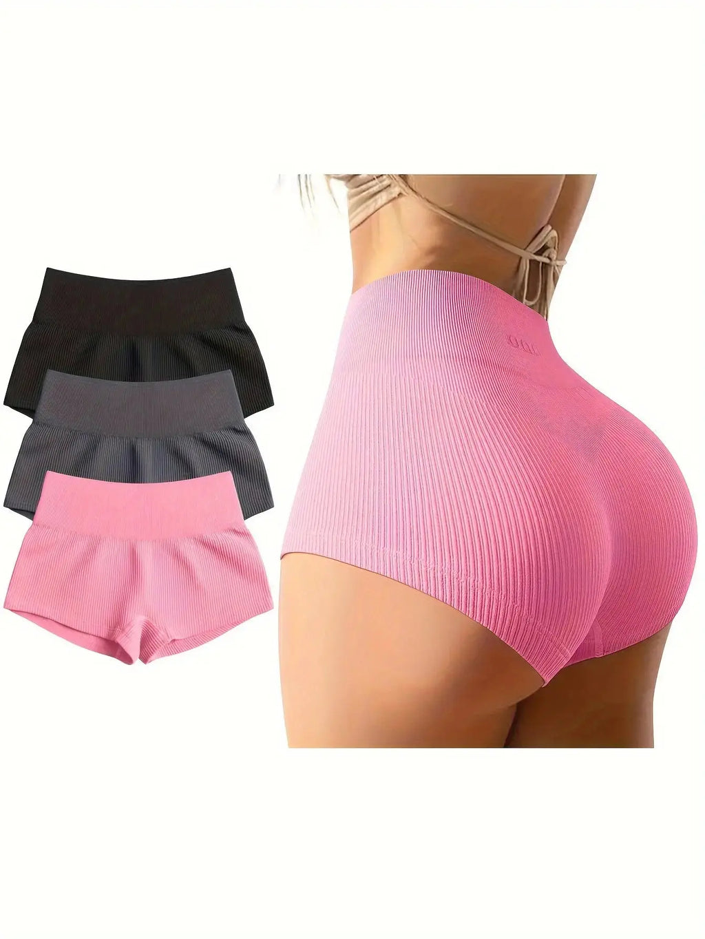 OQQ Women 3 Piece Yoga Shorts Sexy High Waist Booty Stretch Workout Exercise Hot Shorts Nova Trendz