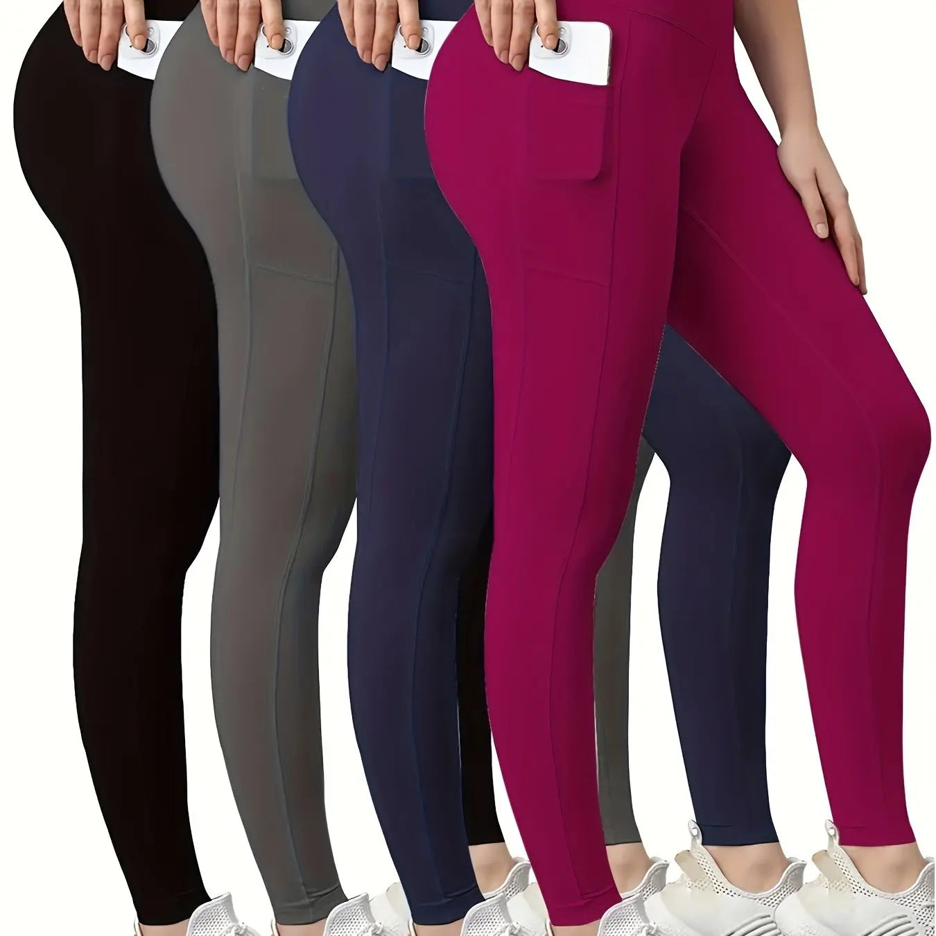 4-Pack High-Waisted Women's Sports Shorts, Solid Color Seamless Breathable Comfort Athletic Wear, Gym Yoga Exercise Shorts, Sporty Style Nova Trendz