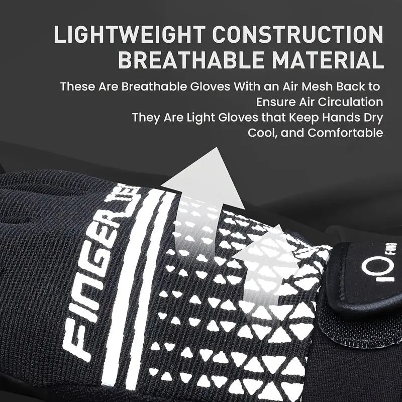 Full Finger Workout Gloves with Padding, Non Slip Extra Grip for Men Women - FINGER TEN Weight Lifting Touchscreen Gym Exercise Gloves for Cycling Climbing Hiking Nova Trendz