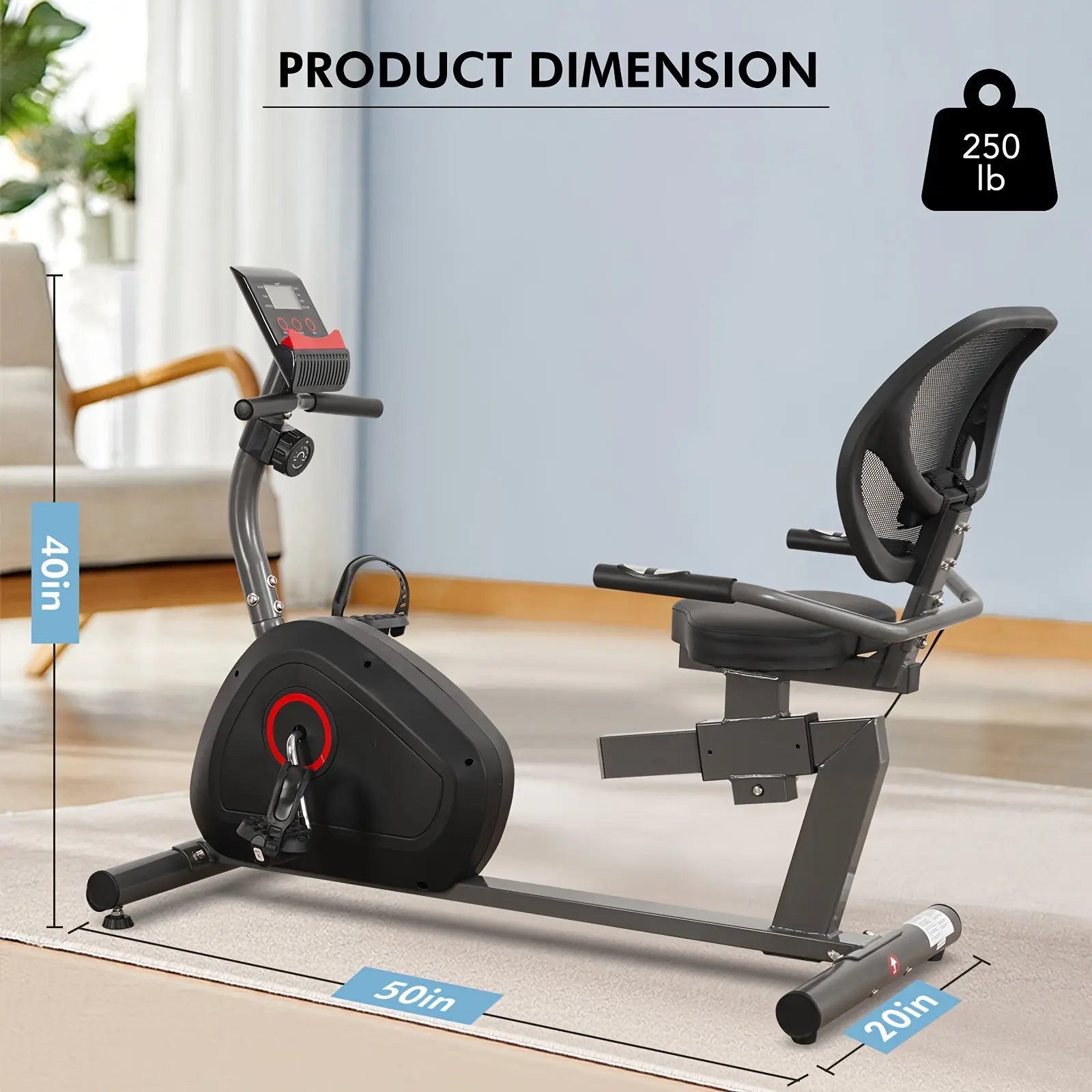 Recumbent Exercise Bike For Seniors Stationary Bike Sturdy Quiet 8 Levels Recumbent Bikes Large Comfortable Seat Heart Rate Handle & IPad Holder For Gym Home Adults Nova Trendz