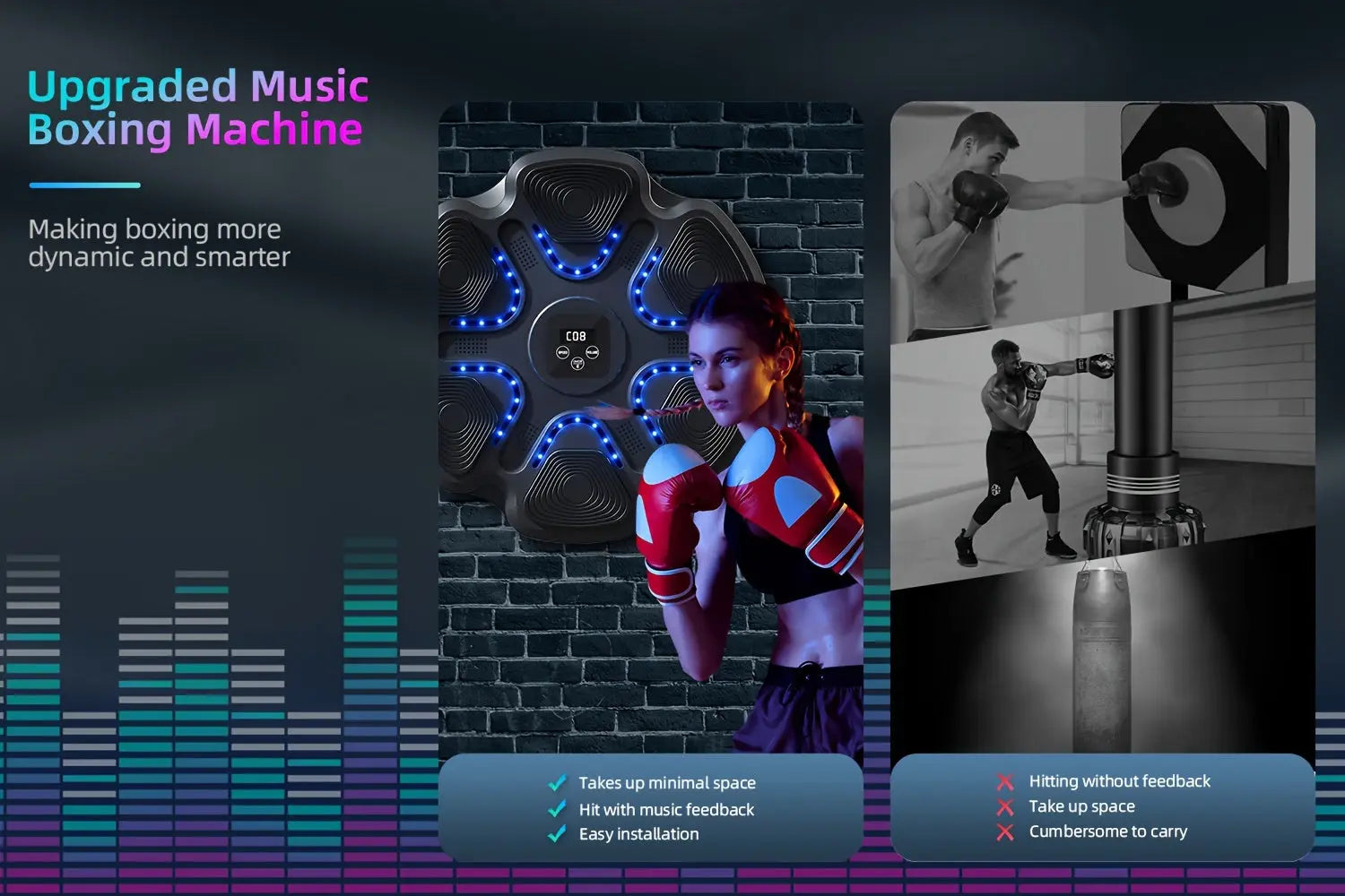 Music Boxing Machine - LOVEWE Wall Mounted Workout Equipment For Adults With Boxing Gloves - Home Boxing Target Machine Nova Trendz