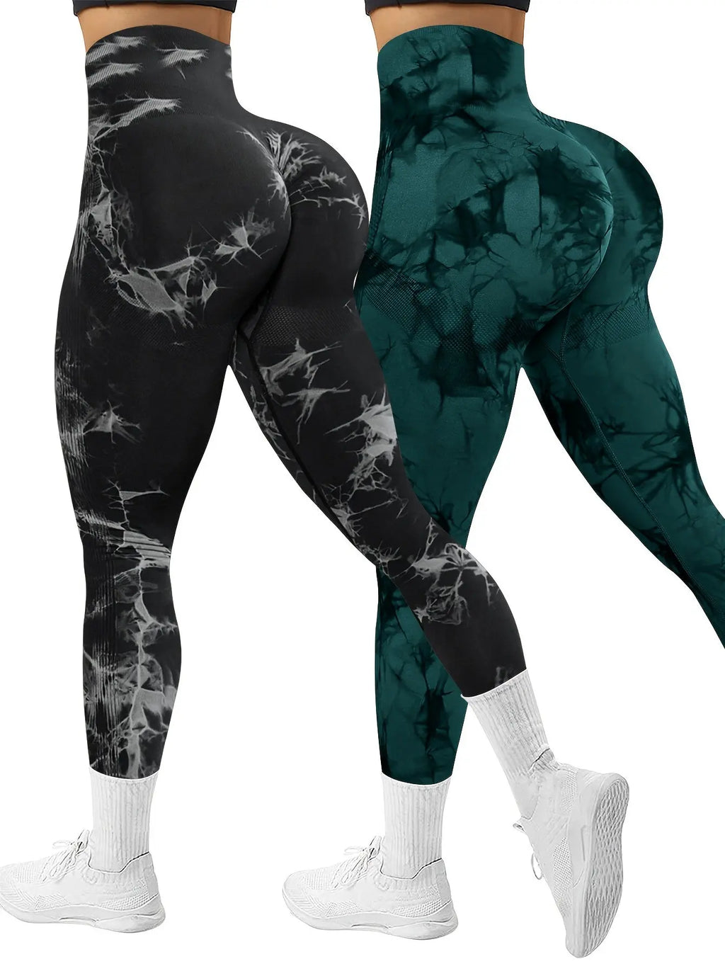 2-Pack Seamless High Stretch Women's Tie-Dye Sports Leggings, Athletic Workout Pants, Comfort Fit Activewear for Gym & Home Exercise Nova Trendz