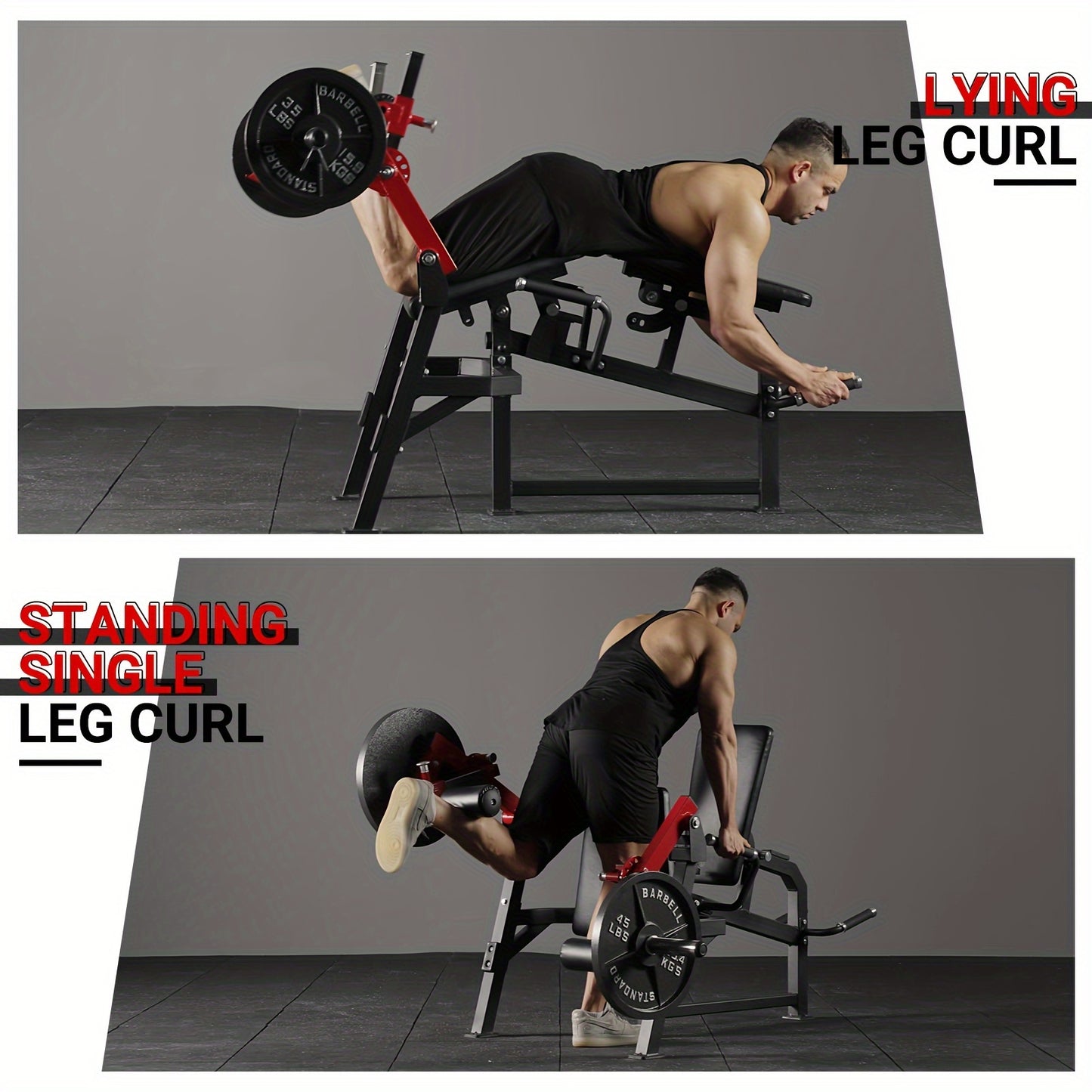 [4-IN-1 Leg Exercise Machine] 4-IN-1 Leg Exercise Machine - Single Leg Extension And Lying Leg Curl, Adjustable Leg Bench - 350lb Capacity, Plate Loaded Home Gym