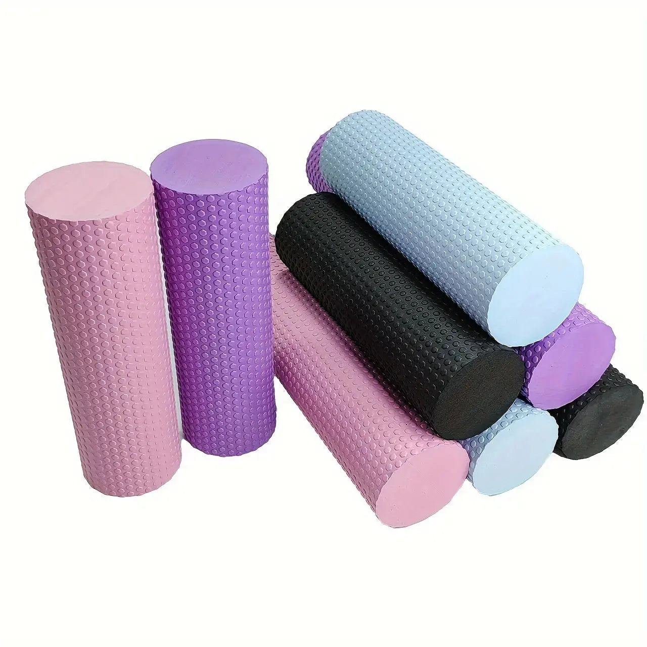 1pc Premium EVA Foam Roller - Textured Surface for Enhanced Flexibility, Muscle Relaxation | Ideal for Yoga, Pilates & Fitness | Available in Purple, Blue, Black, Workout Accessories Nova Trendz