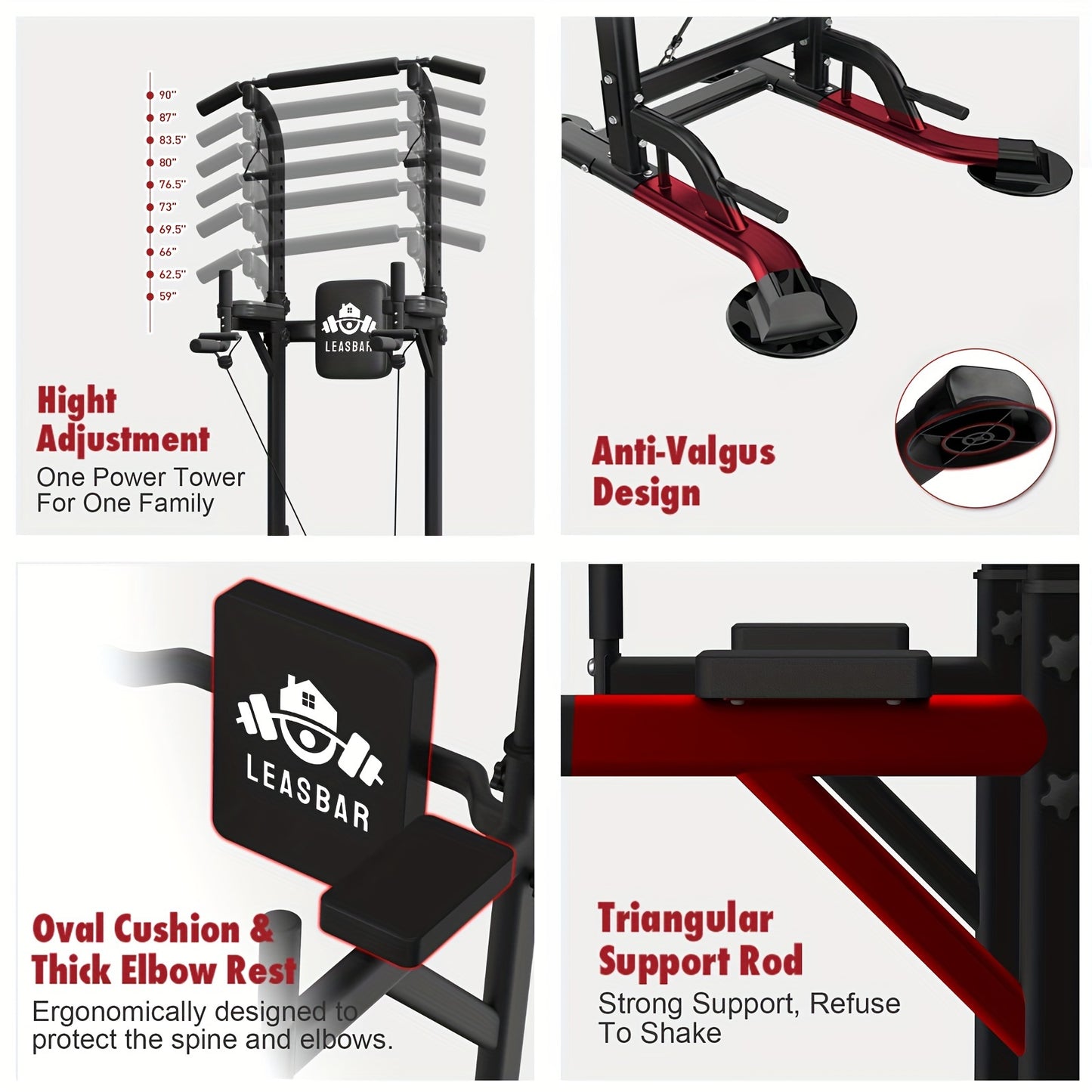 [Power Tower] Adjustable Power Tower | Pull Up Bar Stand Dip Station Workout Equipment Multi-Function Strength Training Exercise Equipment for Men Women Home Gym 330LBS