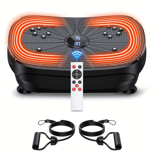 Vibration Plate Exercise Machine, Portable Full Body Vibration Platform, 9 Preset Mode & Auto Mode Fitness Board for Weight Loss Shaping, with Resistance Bands, 99 Levels