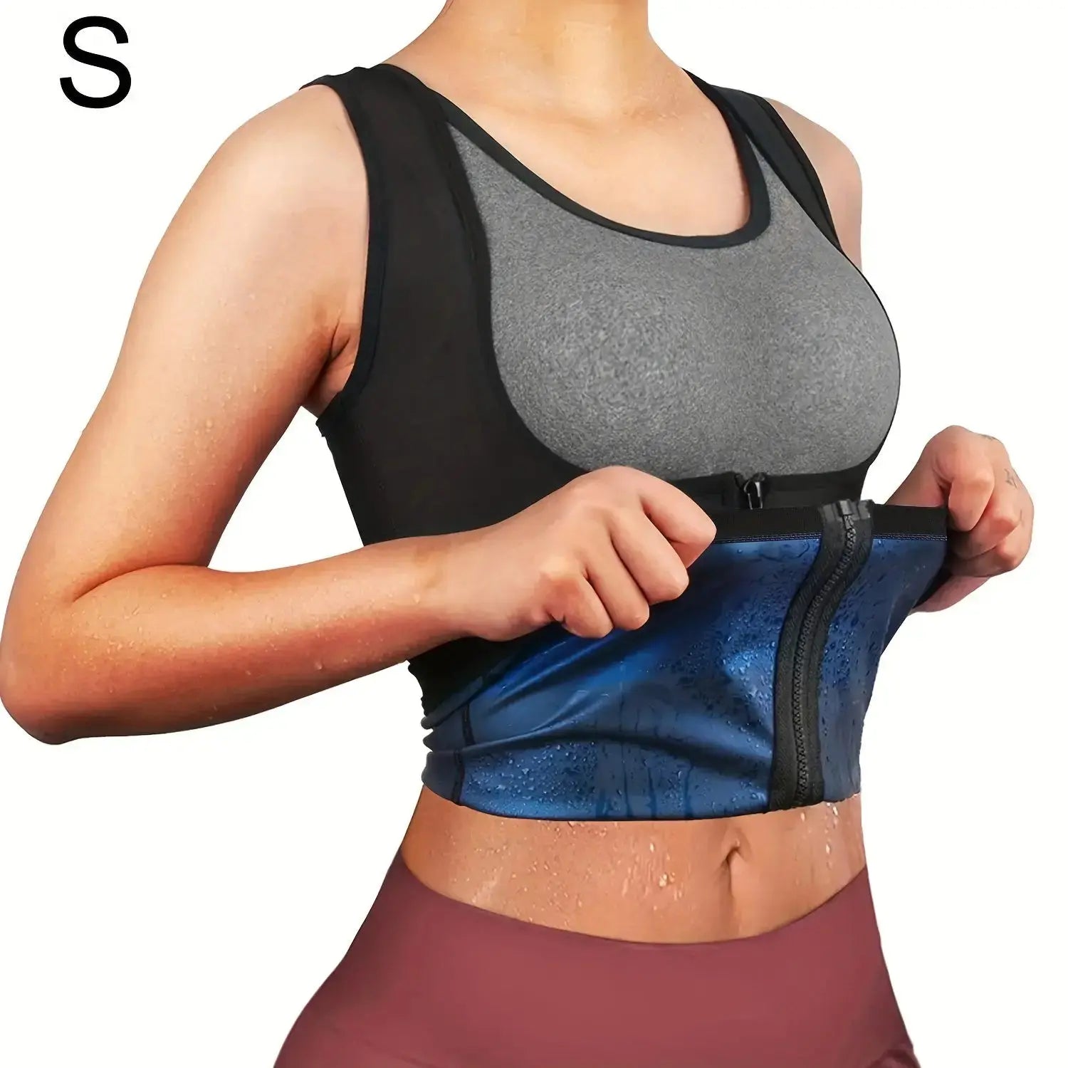 Zipper sauna vest: enhances sweat wicking during exercise, suitable for shaping Women's waist and abdomen Nova Trendz