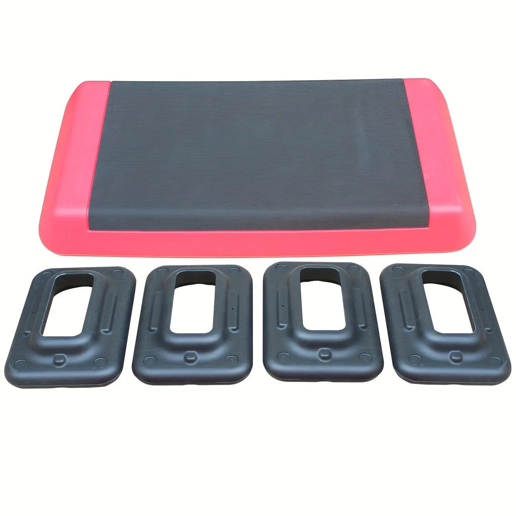 Adjustable Workout Aerobic Stepper in Fitness & Exercise Step Platform Trainer Red Black with 2/4 Risers Nova Trendz
