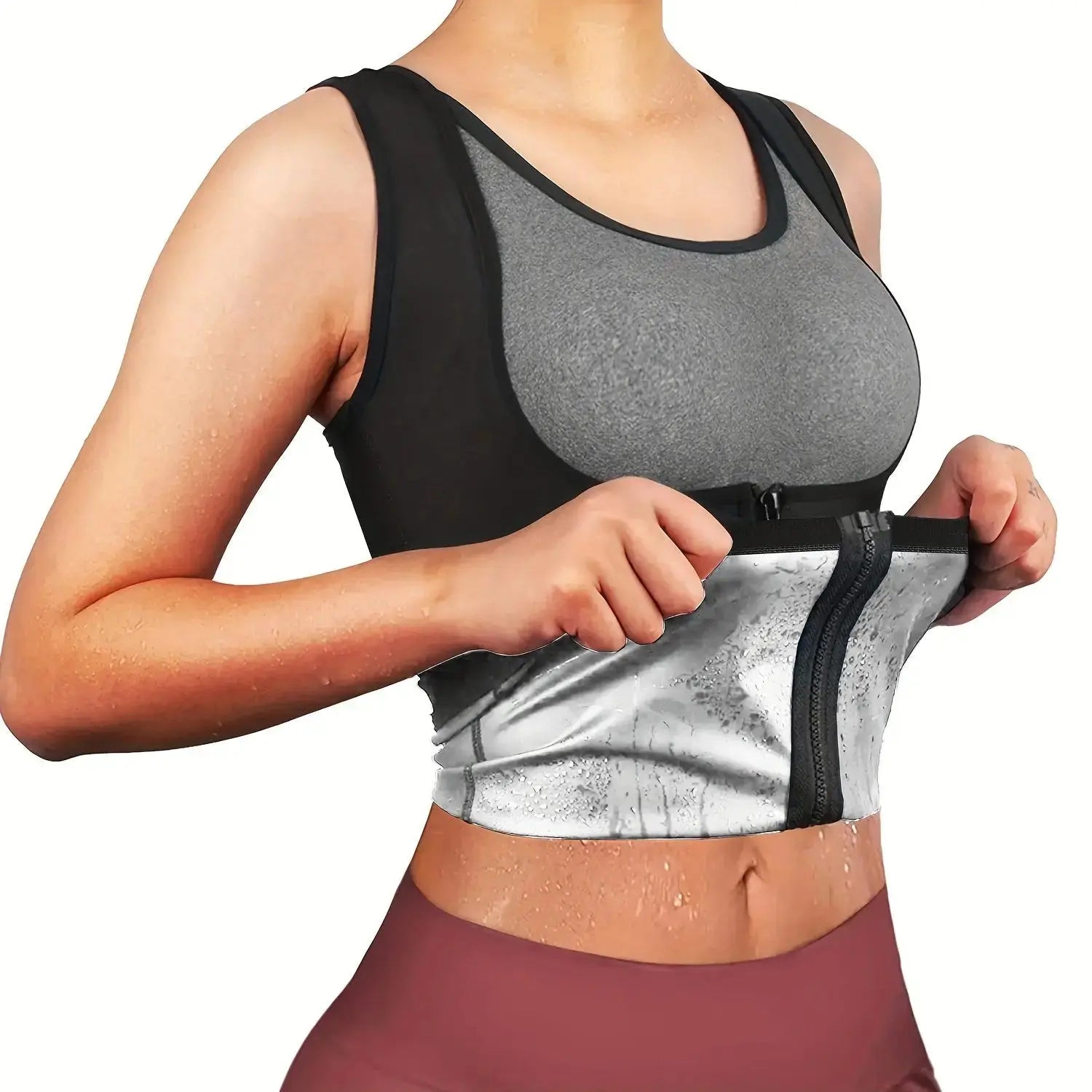 Zipper sauna vest: enhances sweat wicking during exercise, suitable for shaping Women's waist and abdomen Nova Trendz