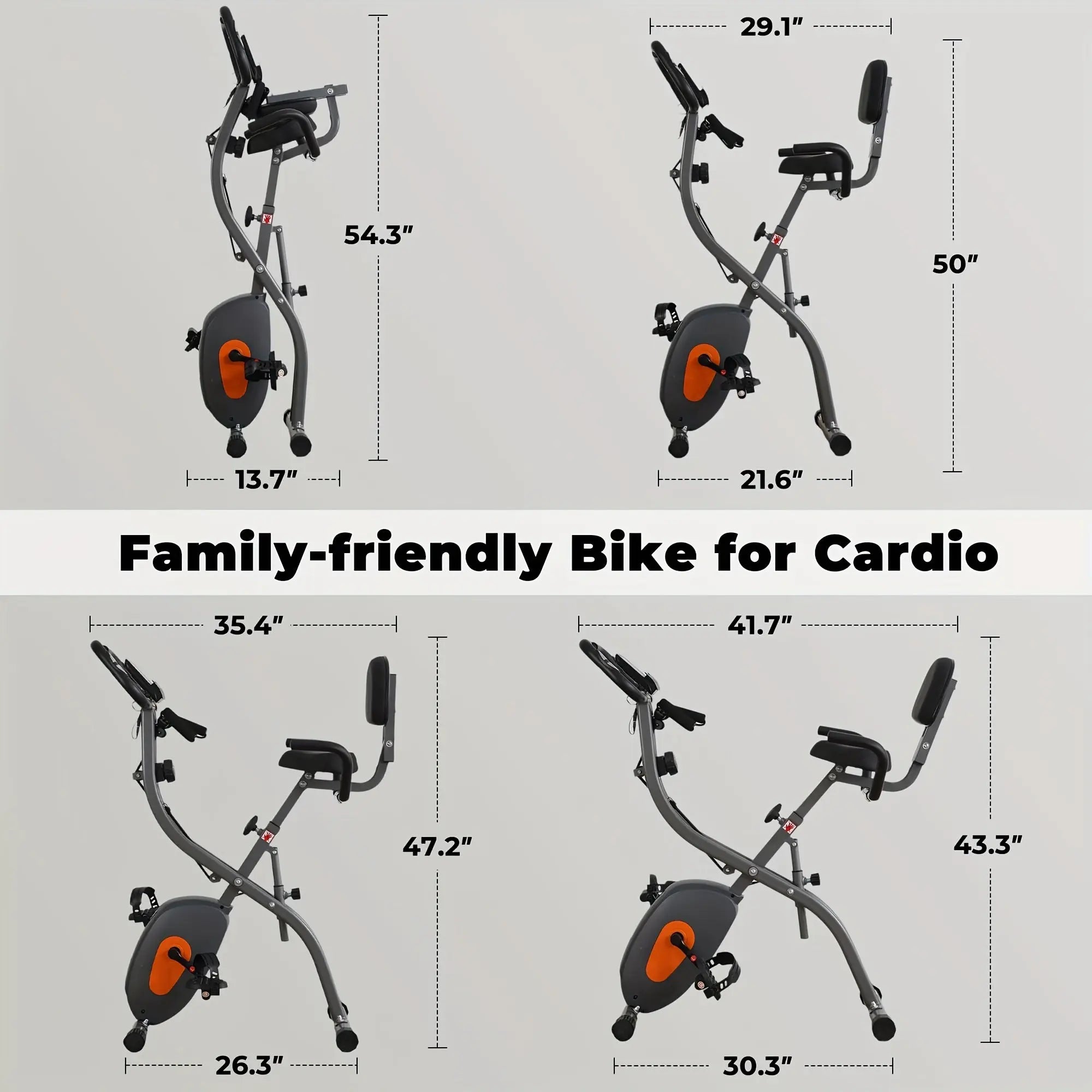 Folding Exercise Bike, Stationary Exercise Bike With Support Back Pad And Phone/Tablet Holder, Arm Resistance Band Pulse Sensor, LCD Monitor For Home Workout Nova Trendz