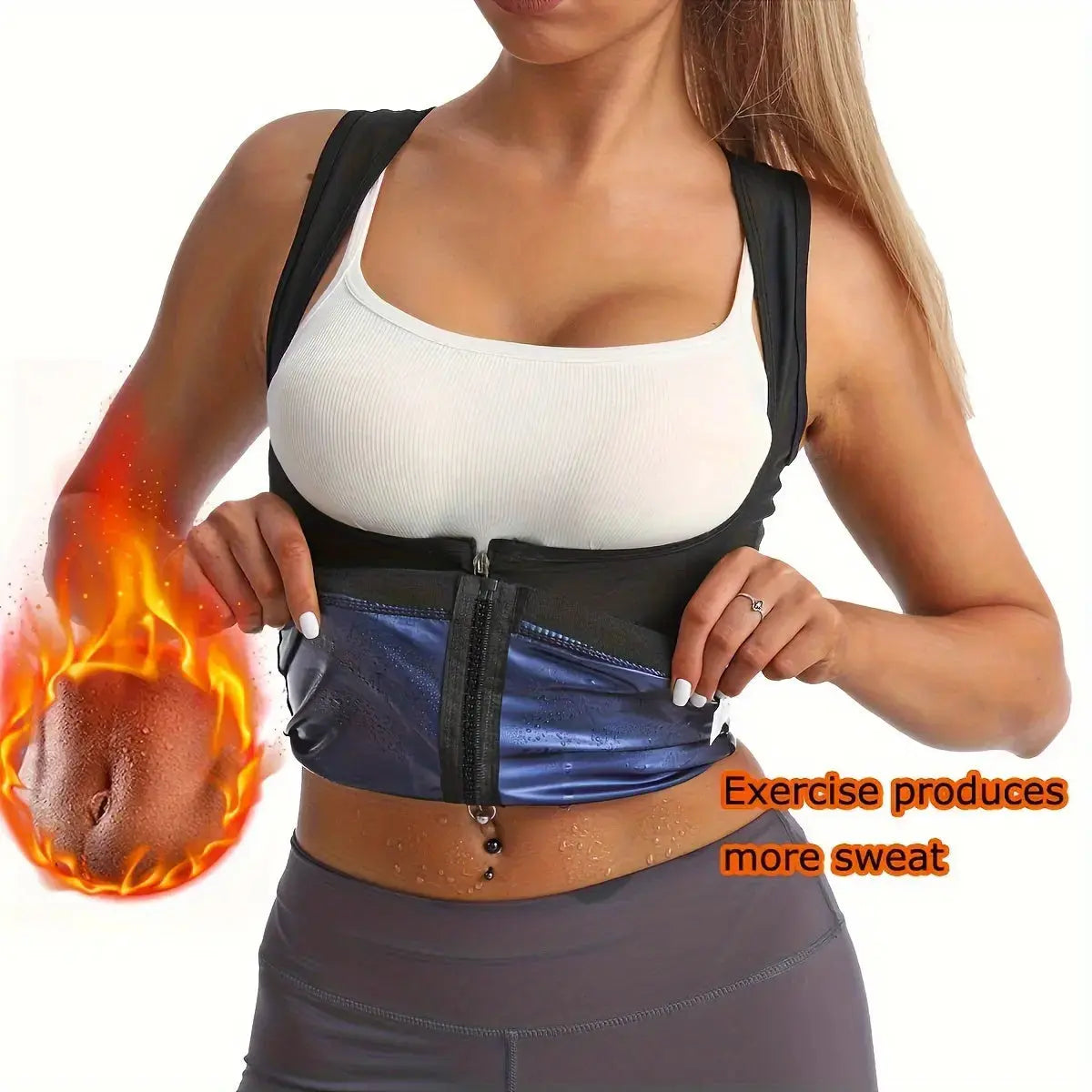 Zipper sauna vest: enhances sweat wicking during exercise, suitable for shaping Women's waist and abdomen Nova Trendz
