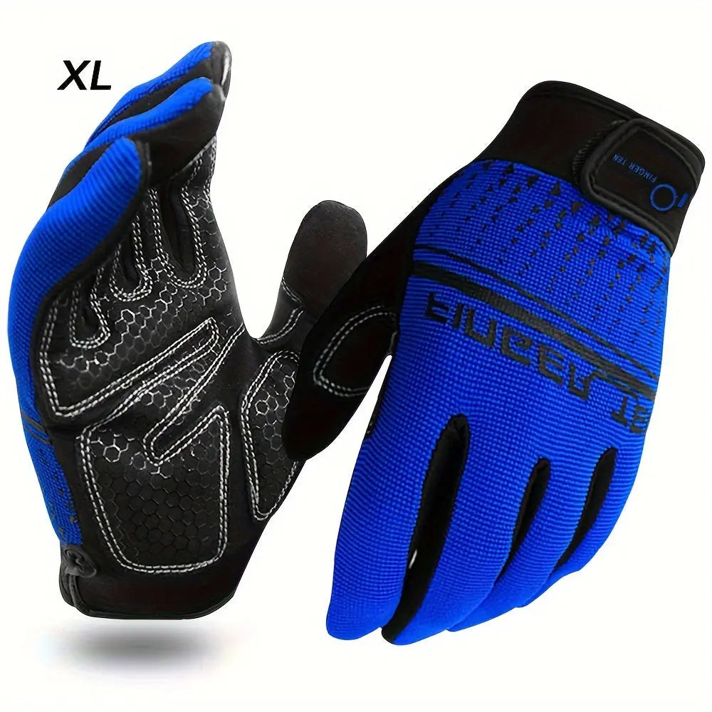 Full Finger Workout Gloves with Padding, Non Slip Extra Grip for Men Women - FINGER TEN Weight Lifting Touchscreen Gym Exercise Gloves for Cycling Climbing Hiking Nova Trendz