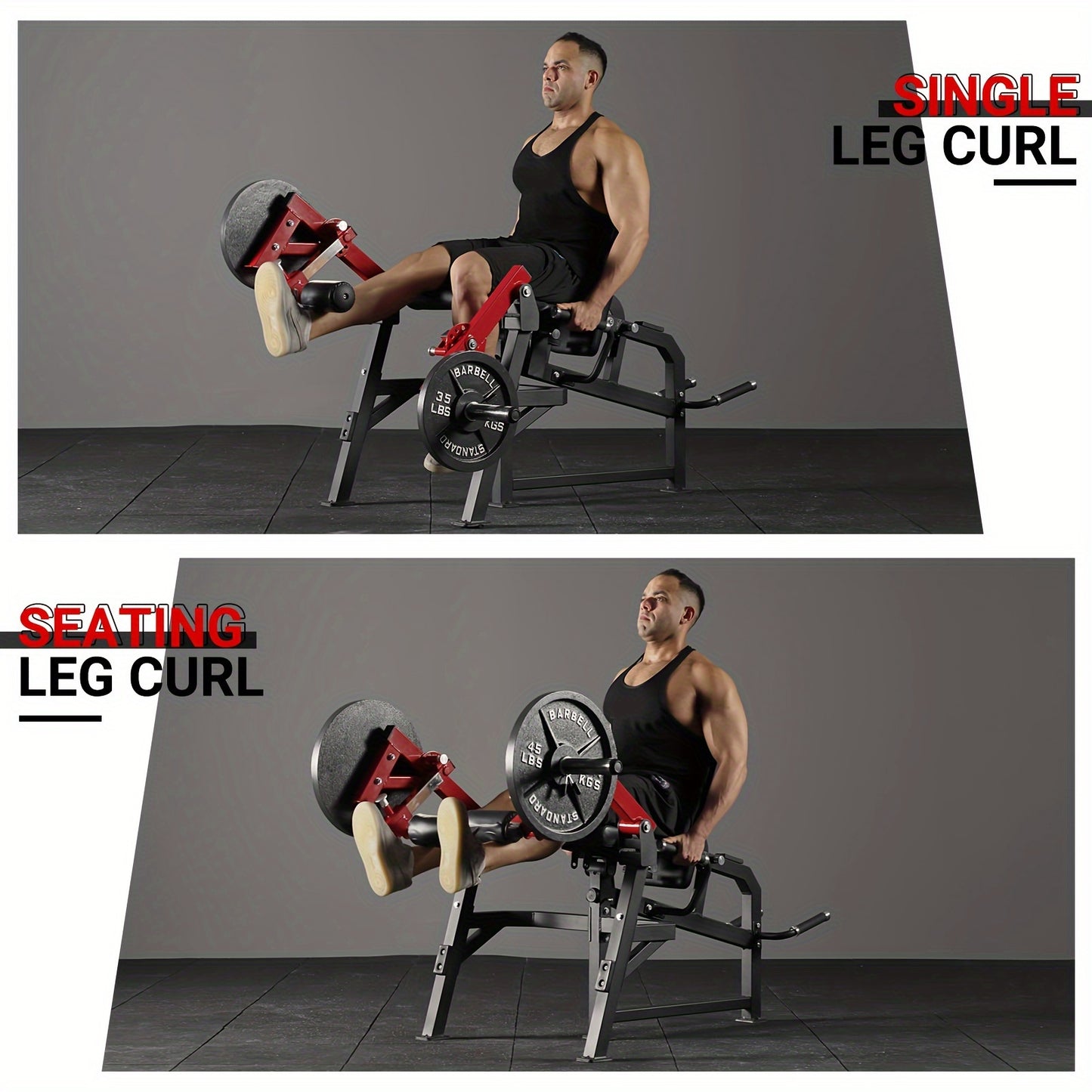 [4-IN-1 Leg Exercise Machine] 4-IN-1 Leg Exercise Machine - Single Leg Extension And Lying Leg Curl, Adjustable Leg Bench - 350lb Capacity, Plate Loaded Home Gym