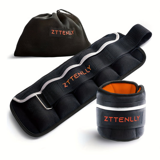 1 Pair Adjustable Ankle Weights, 5lbs/2.27kg Pair (2.5lbs/1.13kg Each) With Carry Bag - For Strength Training, Leg & Ankle Muscle Exercise