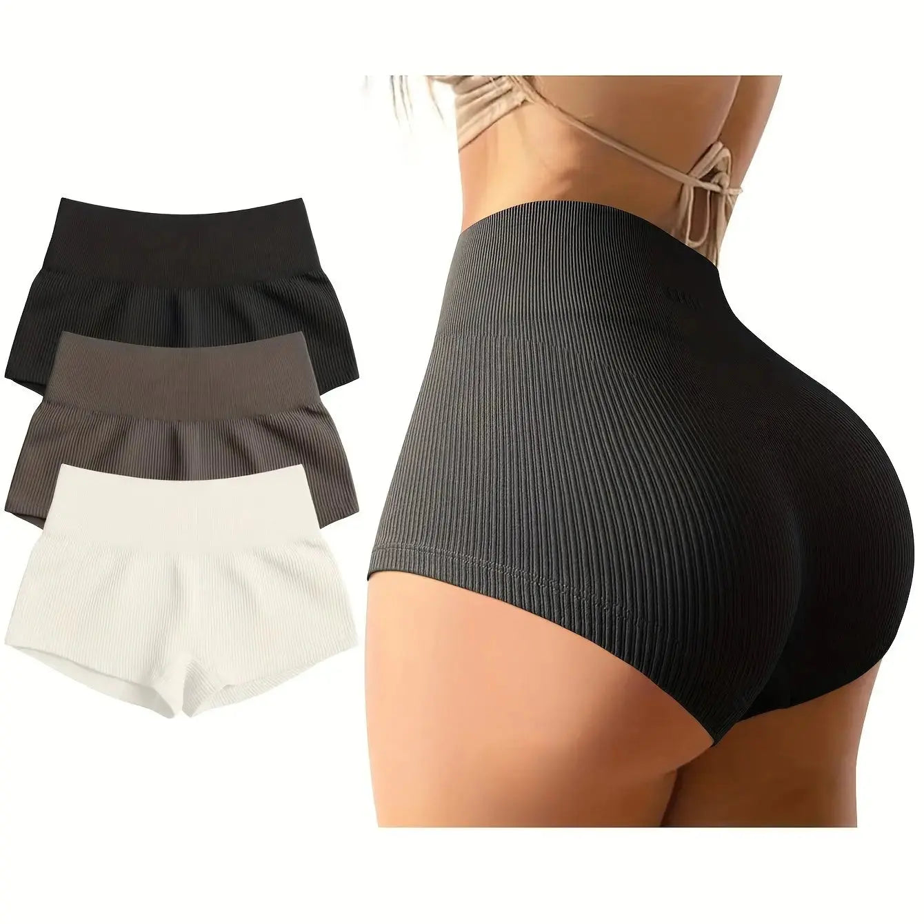 OQQ Women 3 Piece Yoga Shorts Sexy High Waist Booty Stretch Workout Exercise Hot Shorts Nova Trendz