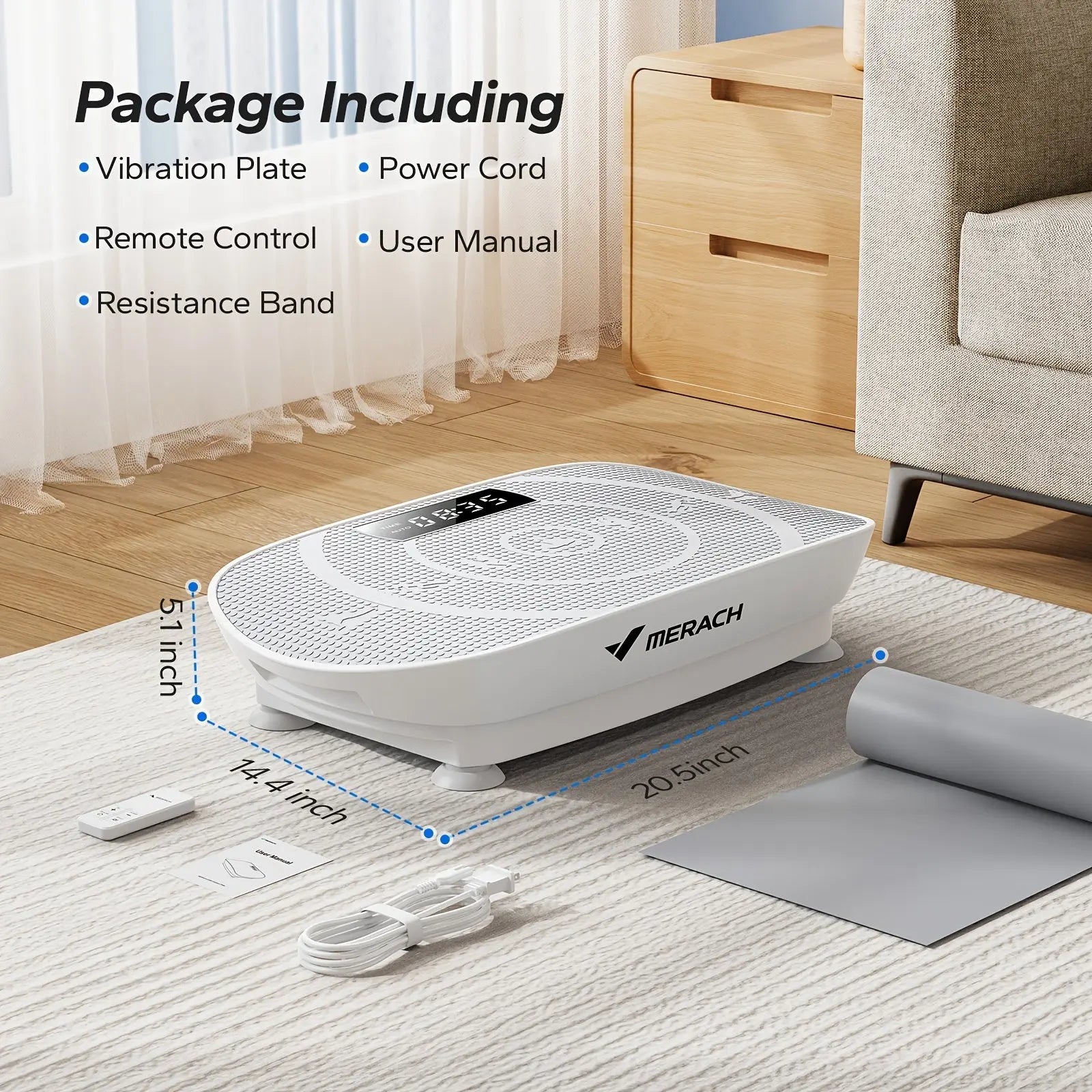 MERACH Vibration Plate Exercise Machine - Full Body Workout Equipment with Silicone Pedals, Digital Display & Remote Control, Perfect for Home Fitness, Leg Toning & Family Workouts, White, Home Fitness Equipment | Compact Exe Nova Trendz
