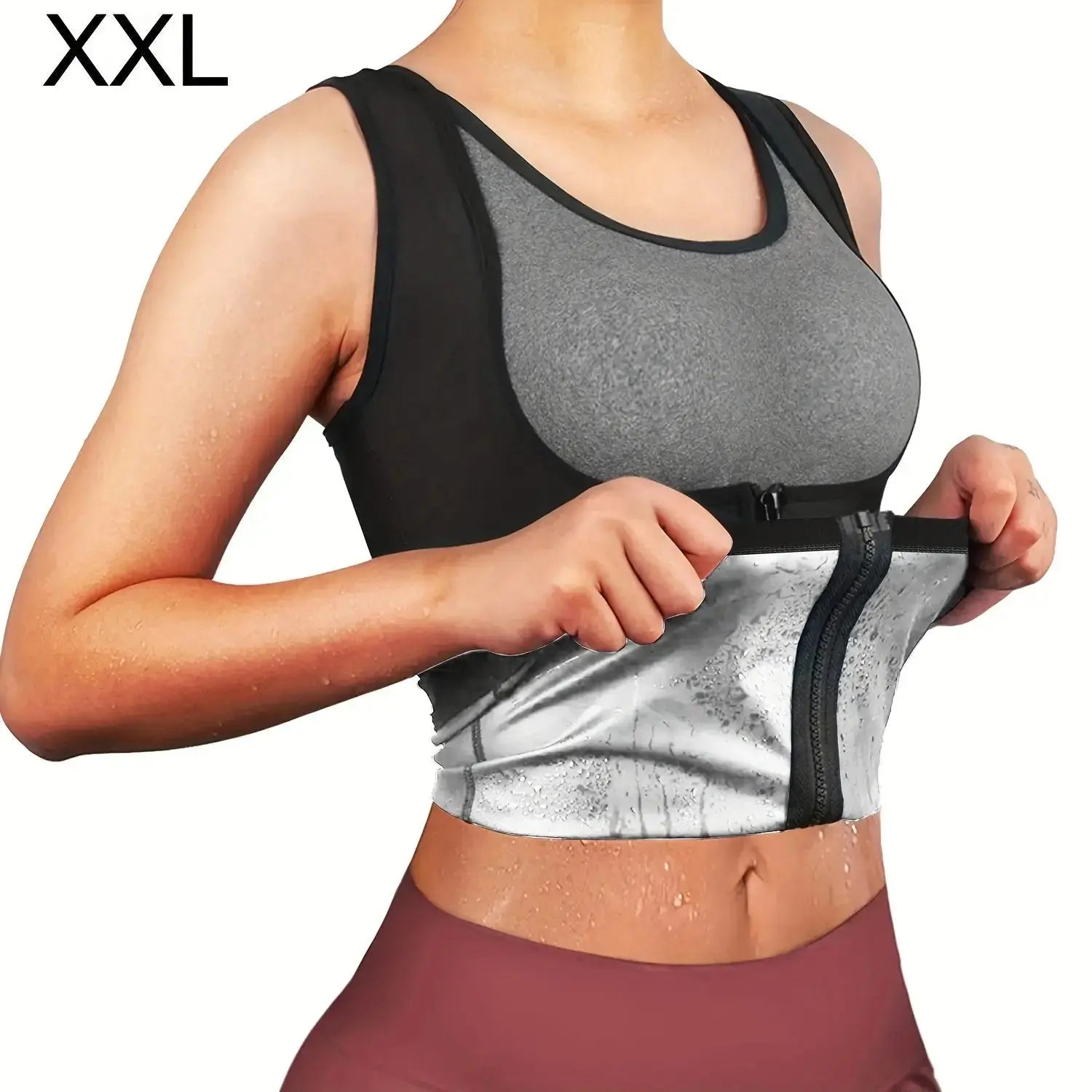 Zipper sauna vest: enhances sweat wicking during exercise, suitable for shaping Women's waist and abdomen Nova Trendz
