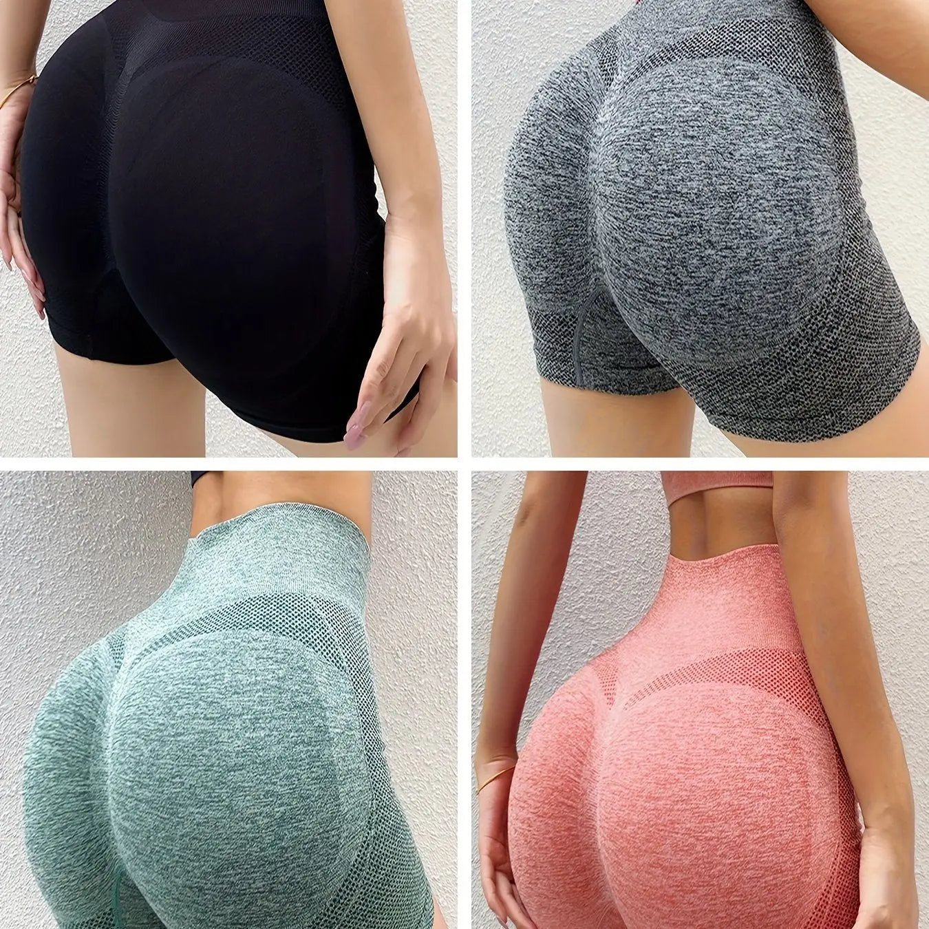 4-Pack High-Waisted Women's Sports Shorts, Solid Color Seamless Breathable Comfort Athletic Wear, Gym Yoga Exercise Shorts, Sporty Style Nova Trendz