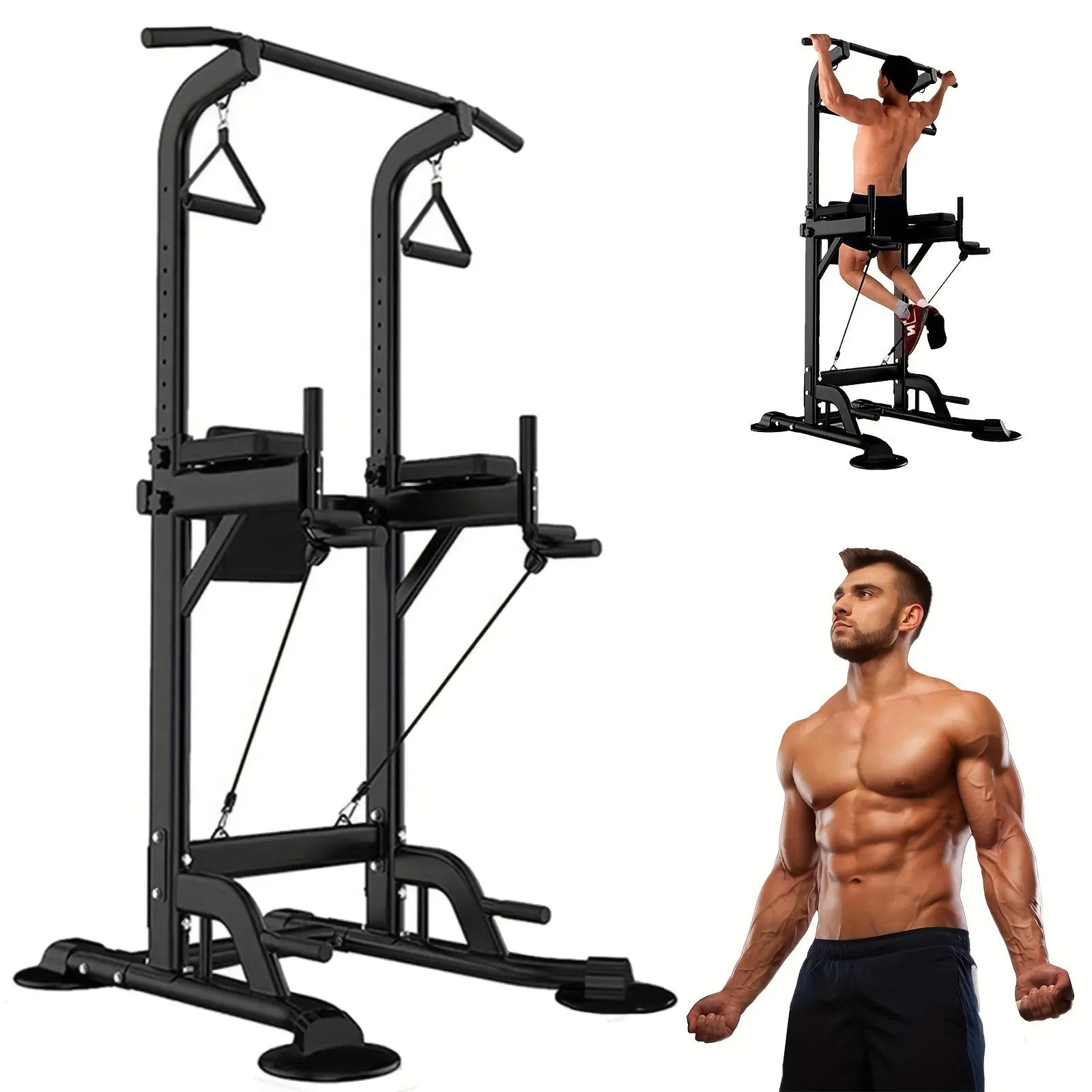 [Power Tower] Adjustable Power Tower | Pull Up Bar Stand Dip Station Workout Equipment Multi-Function Strength Training Exercise Equipment for Men Women Home Gym 330LBS Nova Trendz