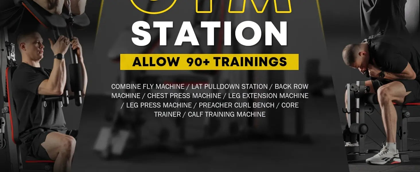 10-in-1 Home Gym Station with 150LBS Weight Stack, All-in-One Workout Equipment for Full Body Training, Multi-Functional Iron Gym Machine with Fly, Lat Pull Down, Chest Press, Leg Extension, Preacher Curl, Core & Calf Trainin Nova Trendz