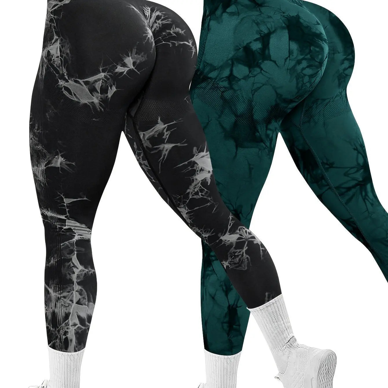 2-Pack Seamless High Stretch Women's Tie-Dye Sports Leggings, Athletic Workout Pants, Comfort Fit Activewear for Gym & Home Exercise Nova Trendz