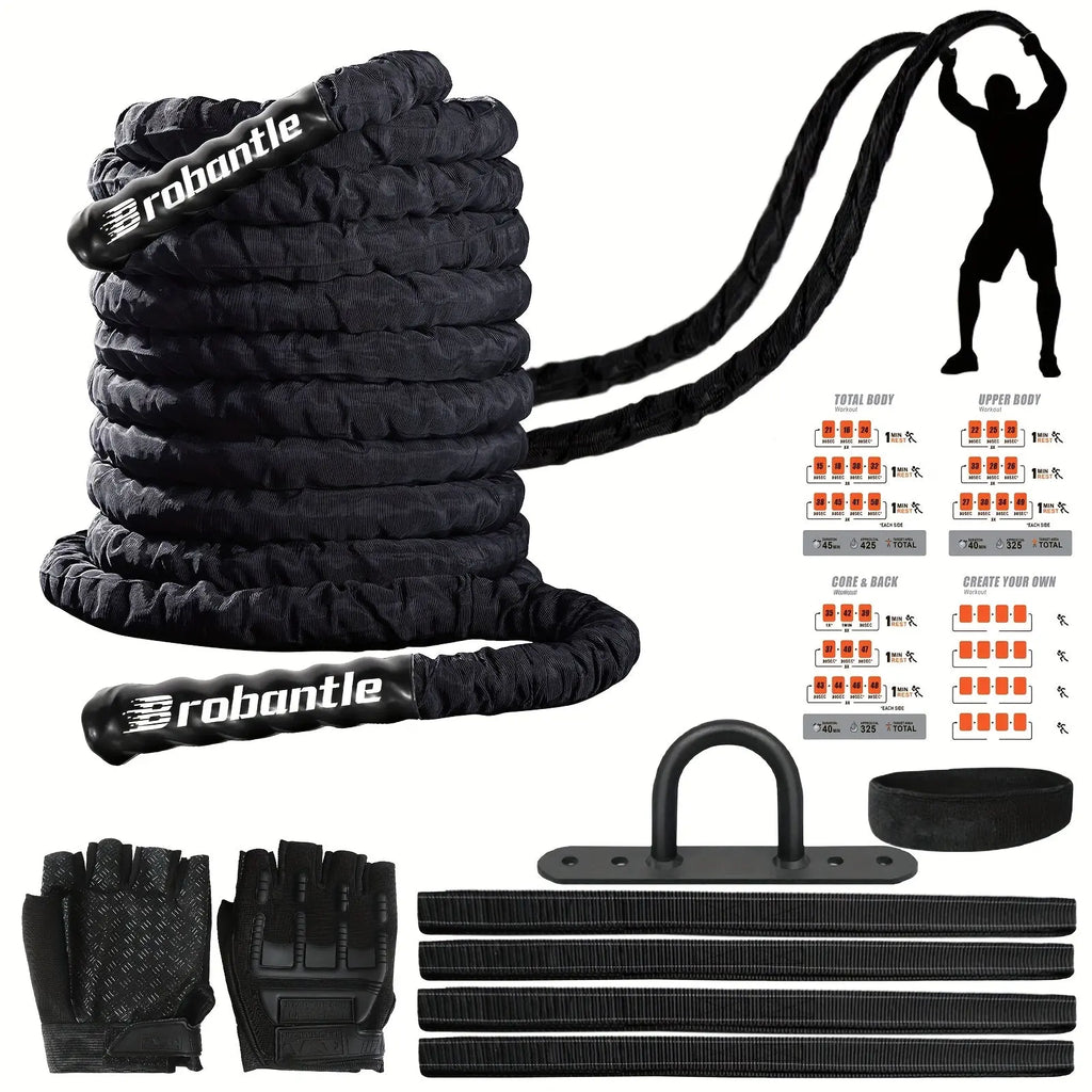 [Heavy Weighted Battle Rope Exercise] Battle Rope Workout Equipment Exercise Heavy Weighted Diameter Battle Rope with Protective Cover Exercise Equipment Core Strength Training Nova Trendz