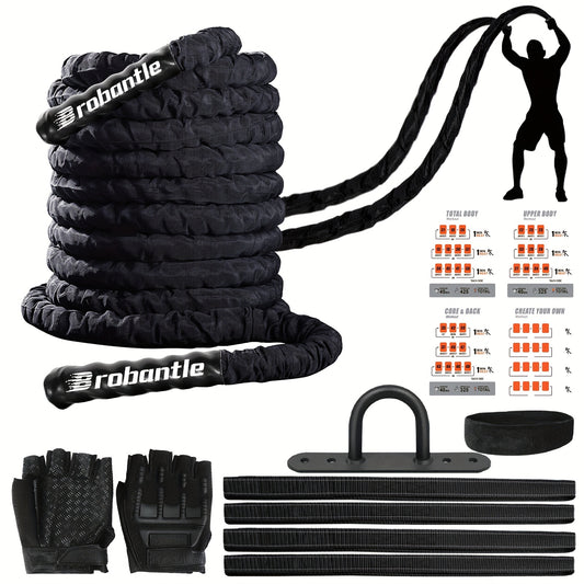 [Heavy Weighted Battle Rope Exercise] Battle Rope Workout Equipment Exercise Heavy Weighted Diameter Battle Rope with Protective Cover Exercise Equipment Core Strength Training