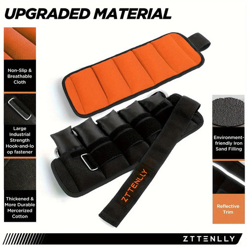 1 Pair Adjustable Ankle Weights, 5lbs/2.27kg Pair (2.5lbs/1.13kg Each) With Carry Bag - For Strength Training, Leg & Ankle Muscle Exercise