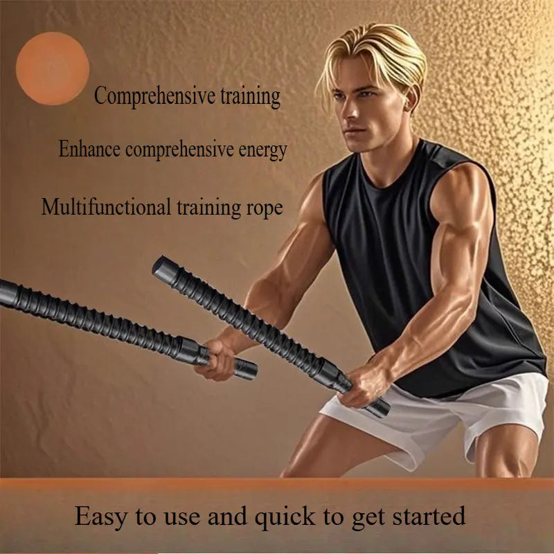 A pair of stainless steel adjustable battle ropes for strength training. Workout equipment, exercise equipment.flexible and durable fitness rope, suitable for abdominal exercises. The length is less than 78.74 inches.battle r Nova Trendz