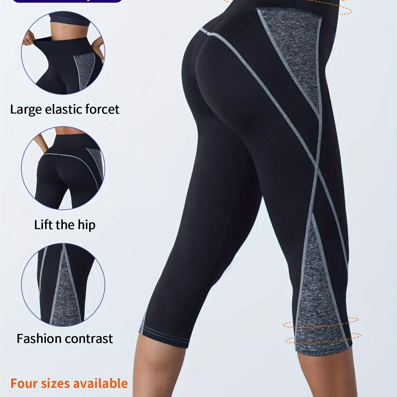 Women's Activewear: Contrast Color Yoga Sports Capri Leggings - Perfect for Workout & Exercise! Nova Trendz