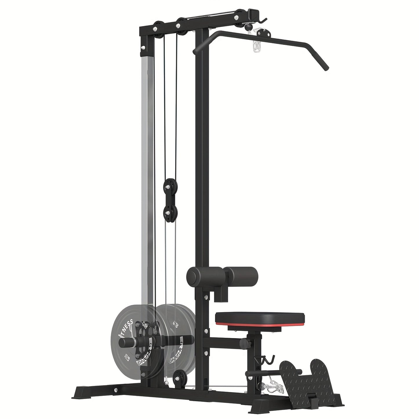 Home Gym LAT Machine - Ultimate Back Exercise Equipment for Low Strength Aids - Flip-Up Footplate, High and Low Pulley Station, Space-Saving Design for Effective Lat Pull Downs, Rows and More