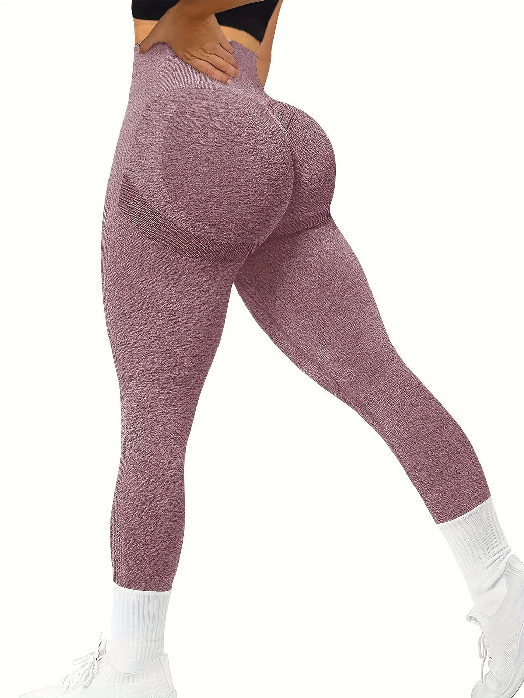 Seamless High Waist Stretchy Sports Tight Pants, Solid Slimming Yoga Fitness Workout Gym Exercise Leggings, Women's Activewear Nova Trendz