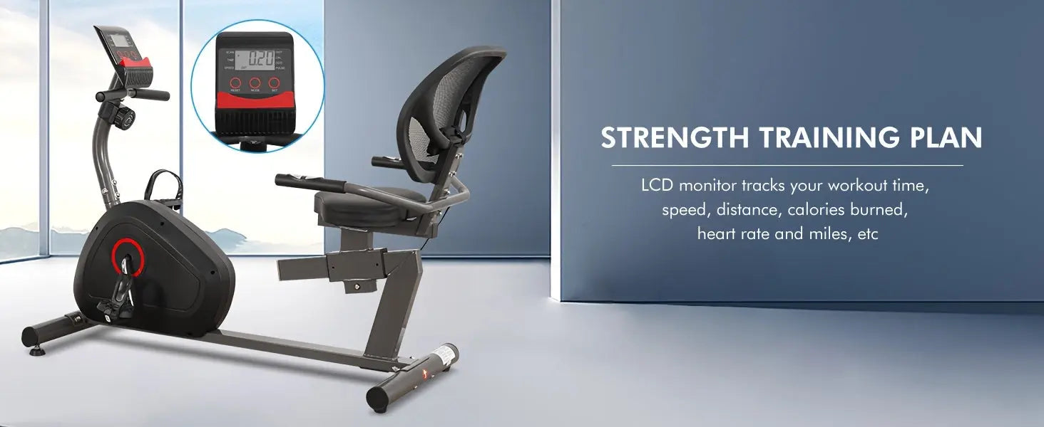 Recumbent Exercise Bike For Seniors Stationary Bike Sturdy Quiet 8 Levels Recumbent Bikes Large Comfortable Seat Heart Rate Handle & IPad Holder For Gym Home Adults Nova Trendz