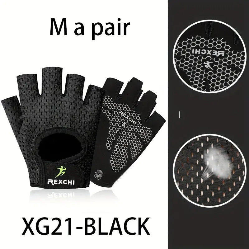 1 Pair of Premium Half Finger Fitness Gloves - Non-Slip, Breathable, and Protective for Weight Lifting, Gym, Dumbbell Exercise, Sports, and Cycling Nova Trendz