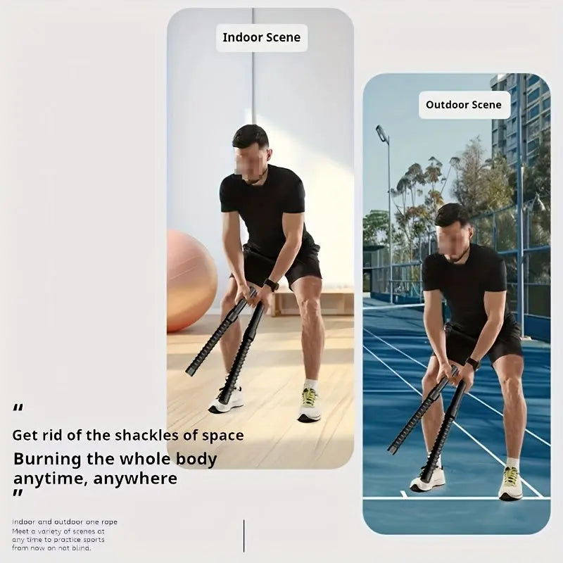 A pair of stainless steel adjustable battle ropes for strength training. Workout equipment, exercise equipment.flexible and durable fitness rope, suitable for abdominal exercises. The length is less than 78.74 inches.battle r Nova Trendz