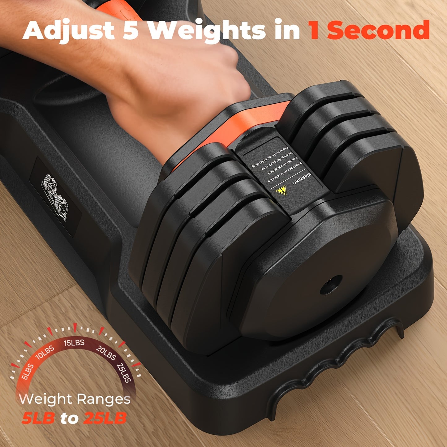 [UKEEP Dumbbells] UKEEP 25LB Adjustable Dumbbells | A Pair, Adjustable Weights Dumbbells Set, Anti-Slip Fast By Turning Handle, Black Dumbbell with Tray, Hand Grip, Dumbbell, Barbell, Kettlebell, Home Gym Fitness Workout Equi