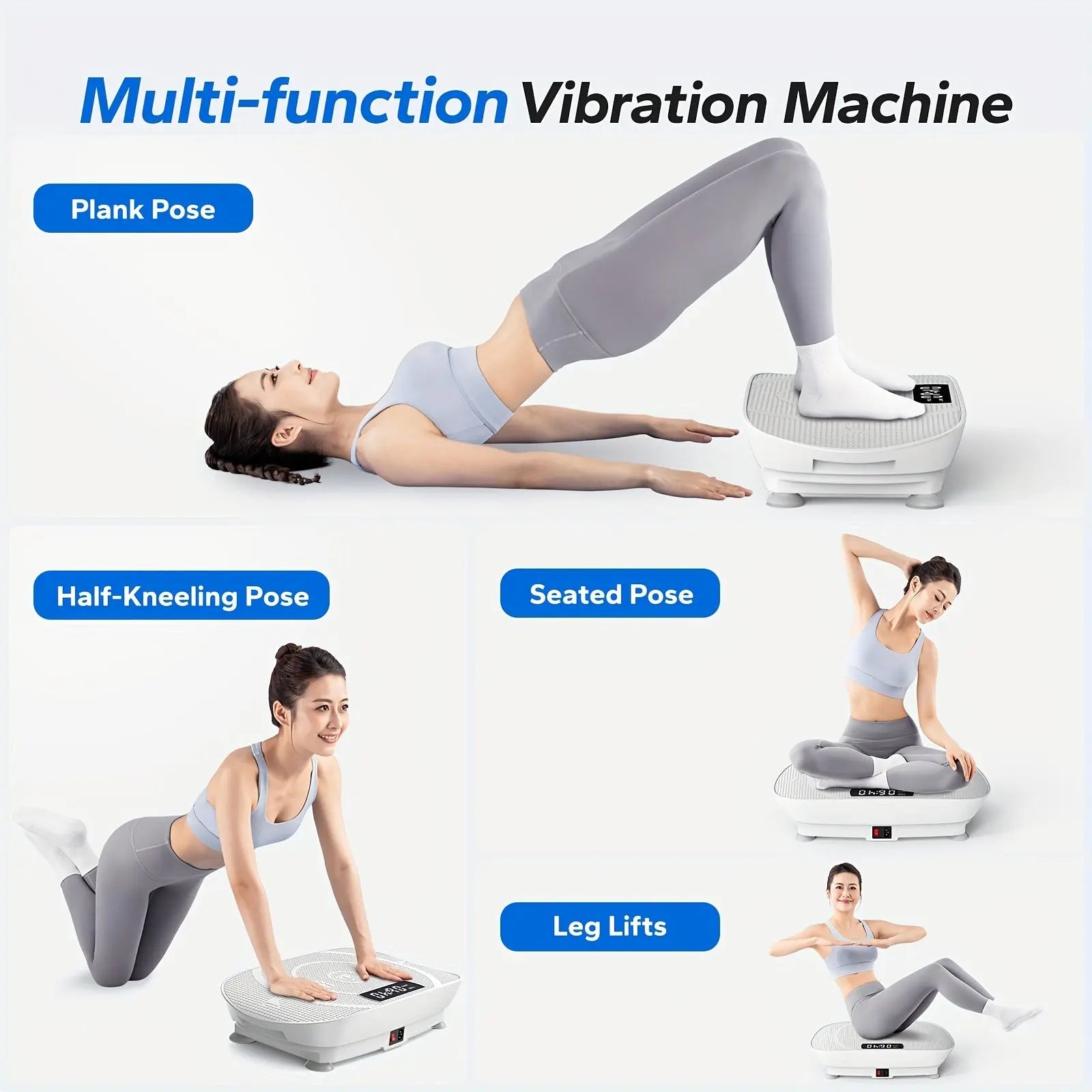 MERACH Vibration Plate Exercise Machine - Full Body Workout Equipment with Silicone Pedals, Digital Display & Remote Control, Perfect for Home Fitness, Leg Toning & Family Workouts, White, Home Fitness Equipment | Compact Exe Nova Trendz