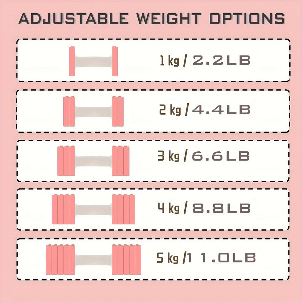 Adjustable Dumbbell Set of 2, 5in 1 Free Weights Dumbbells Set, 11lb Dumbbells Pair, Each 2.2lb, 4.4lb, 6.6lb, 8.8lb, 11lb with TPU Rubber, Adjustable Weight Dumbbells for Women/Men Home Gym Exercise Traning Full Body Stength Nova Trendz