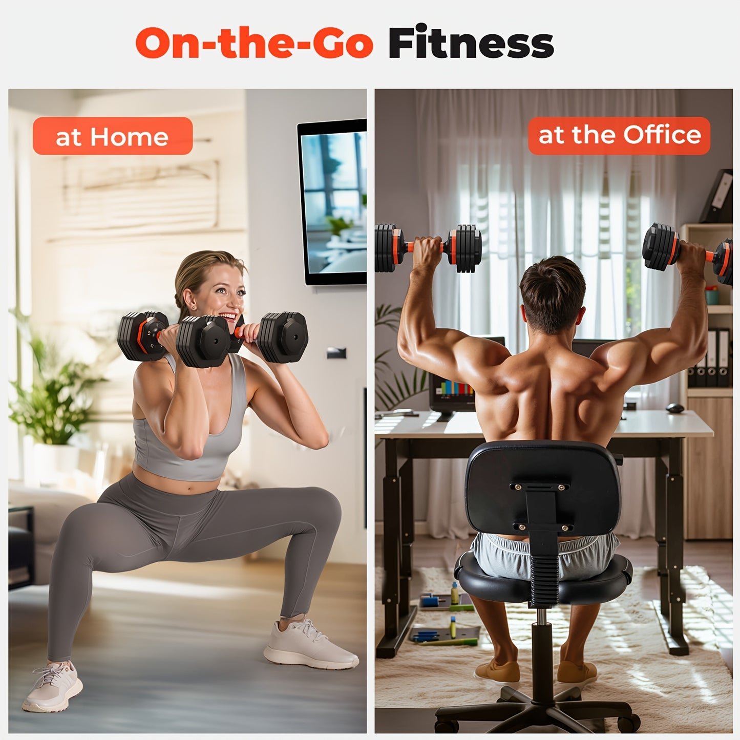 [UKEEP Dumbbells] UKEEP 25LB Adjustable Dumbbells | A Pair, Adjustable Weights Dumbbells Set, Anti-Slip Fast By Turning Handle, Black Dumbbell with Tray, Hand Grip, Dumbbell, Barbell, Kettlebell, Home Gym Fitness Workout Equi